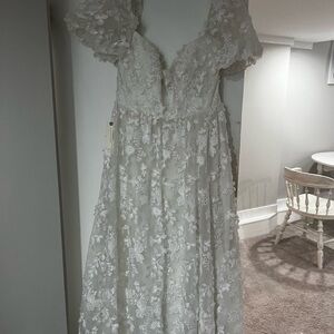 Willowby by Watters Lilia Puff sleeve Lace empire wedding gown. BHLDN